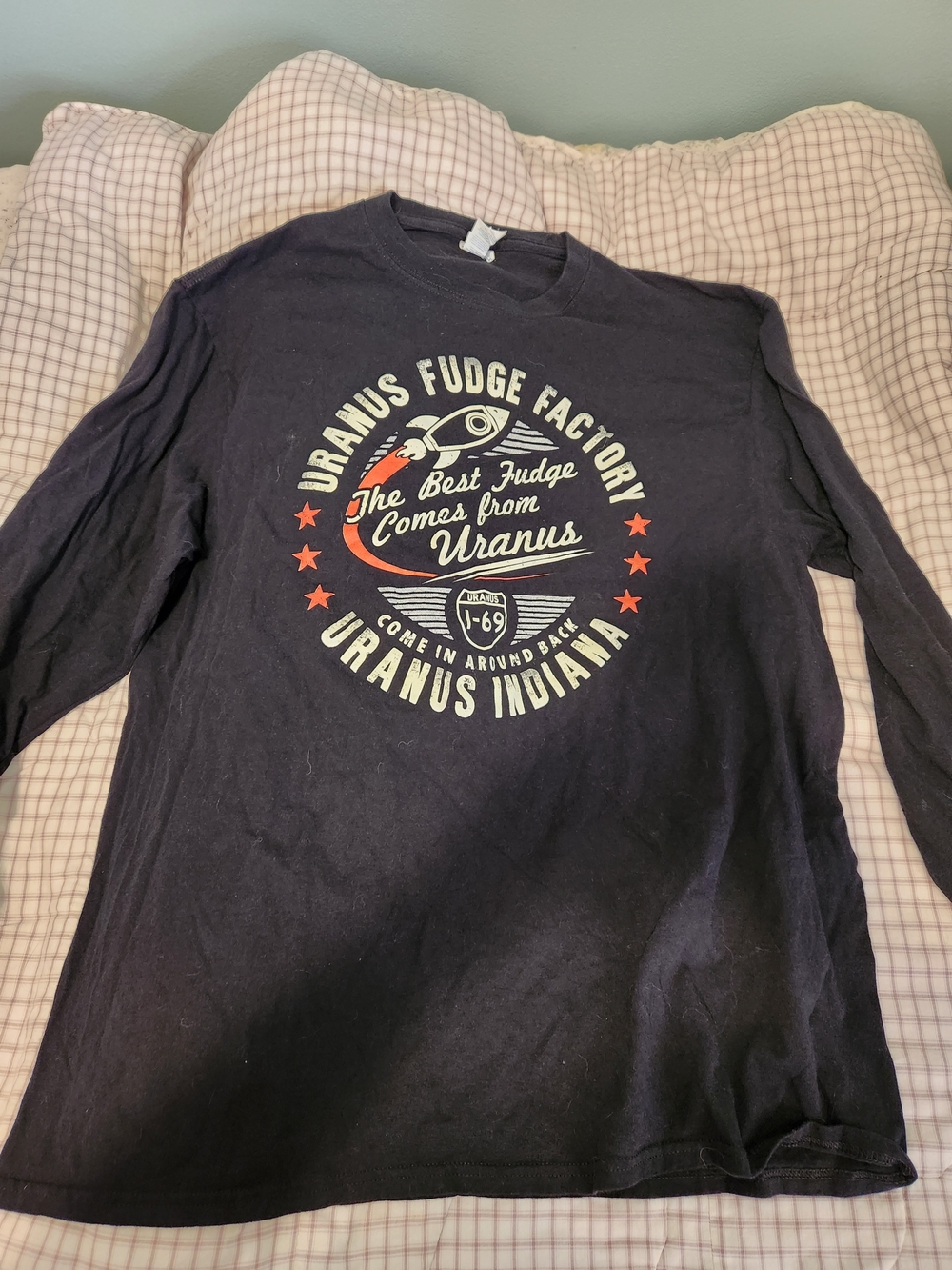Uranus Fudge Factory Graphic Long Sleeve Tee - Black & Cream